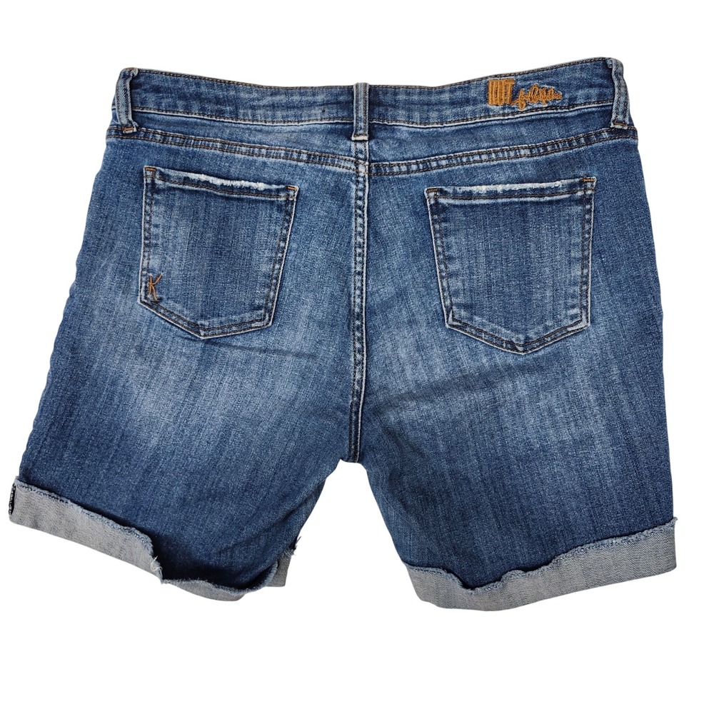 KUT from the Kloth Katy Distressed Boyfriend Denim Shorts Size 10 Cuffed - Picture 2 of 10